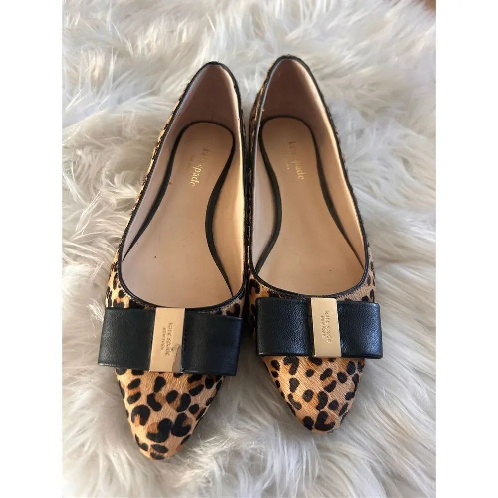 Kate Spade Calf Hair Animal Print Shoes Size 8 flats moccasins comfy shoes